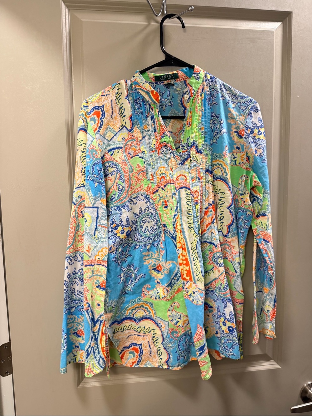 Lauren Ralph Lauren Blue Multi-Color Paisley Button-Front Shirt